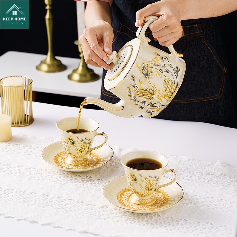 Keep Home Ceramic British European Vintage Coffee Pot Coffee Cup And ...