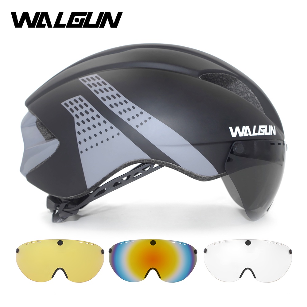 WALGUN Aero Bicycle Helmet Adults Road Bike Helmet with Visor Lens