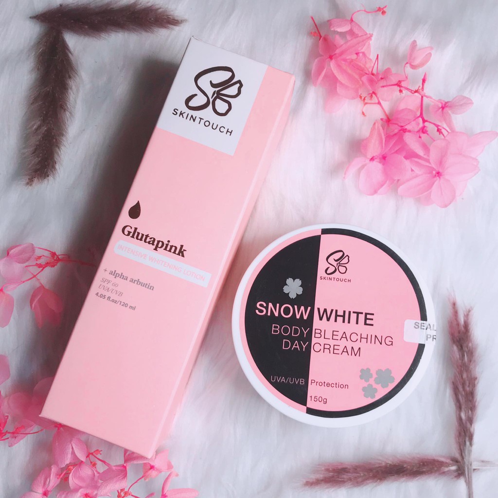 Skintouch Body Extreme Whitening Lotion Combo Glutapink SPF60 Snow White Bleaching Day Cream