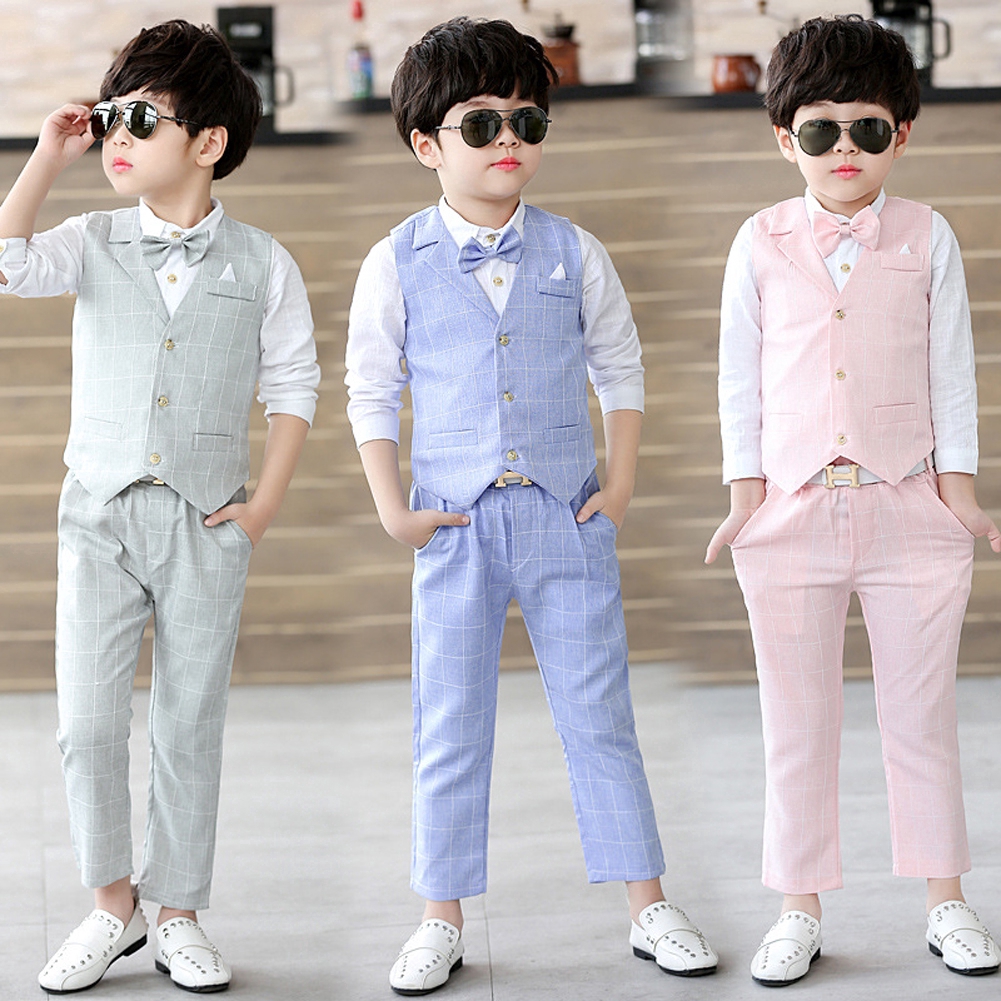 Kids Baby Boys Gentleman Party Coat Pants Blouse Tie Handsome Formal Blazer  Set