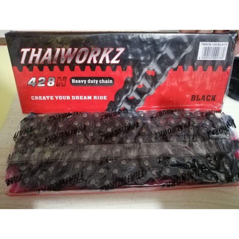 THAIWORKZ MOTORCYCLE CHAIN HEAVY DUTY 428H 110L/120L/130L BLACK ...