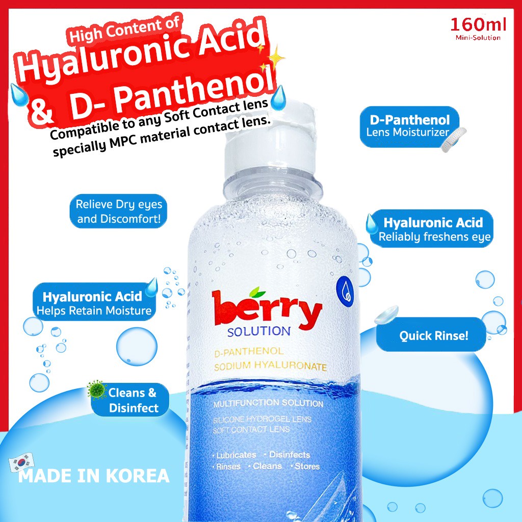 Berry 160ml Contact Lens Solution with Hyaluronic Acid & DPanthenol