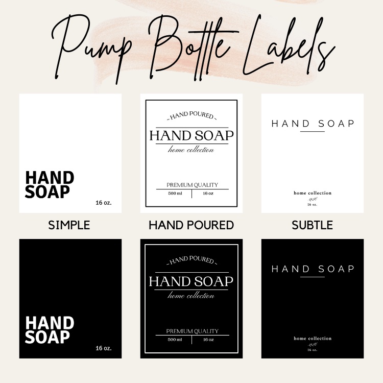 Pump Bottle (LABEL ONLY) Shampoo Body Wash Conditioner Hand Soap Dish