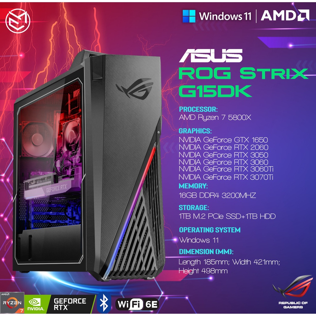 ASUS ROG STRIX G15DK CPU AMD R75800X GTX 1650/ RTX 2060/RTX 3050/RTX
