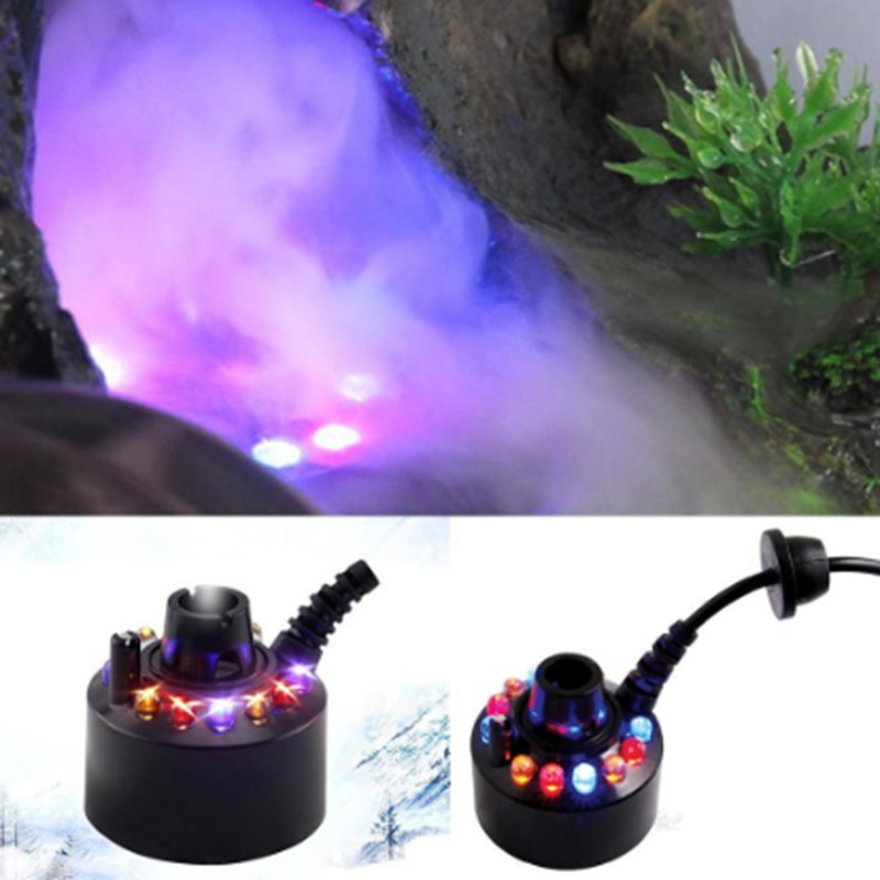 Humidificateur à Ultrasons 24V 12 LED Atomiseur Brumisateur 500 Ml – Fontaine à Brouillard Avec Lumière Pour Étang, Aquarium, Décoration
