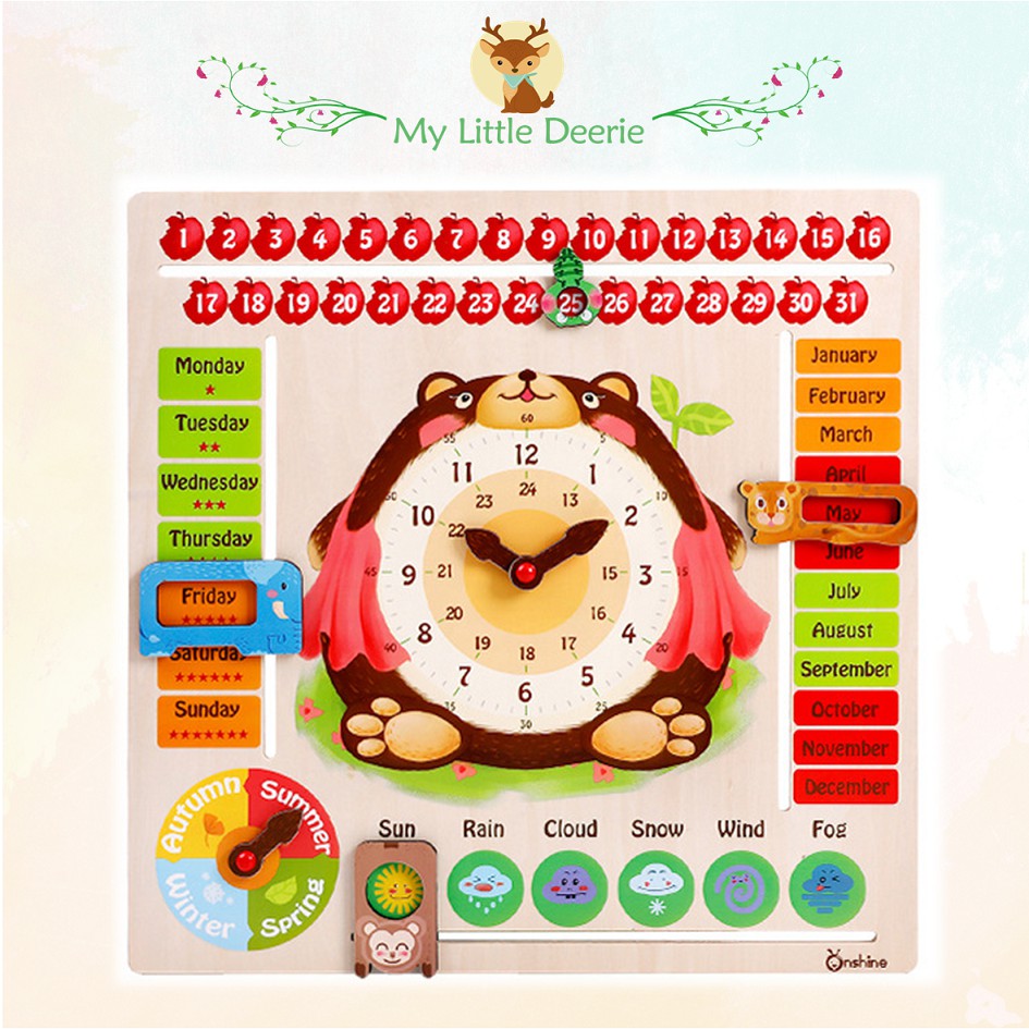 ONSHINE Calendar Clock Weather Early Learning Montessori Children ...