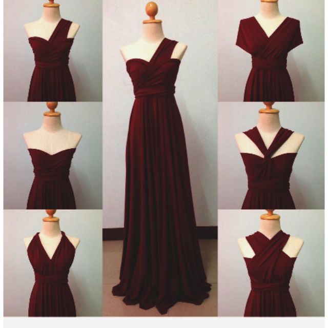 MAROON INFINITY DRESS WITH ATTACHED TUBE Shopee Philippines