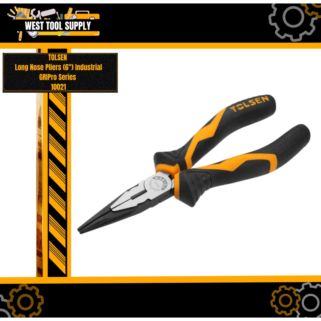 TOLSEN Long Nose Pliers (6") Industrial GRIPro Series 10021 Shopee