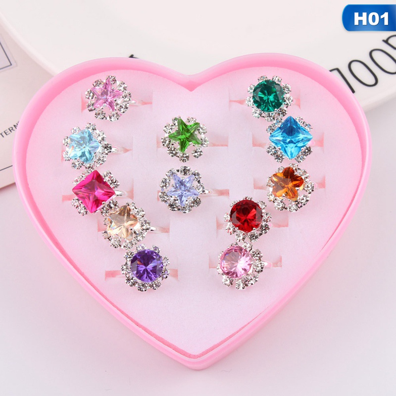 36PCS Cute Diamond Pearl Children/Kids Rings With Heart Box For Party ...
