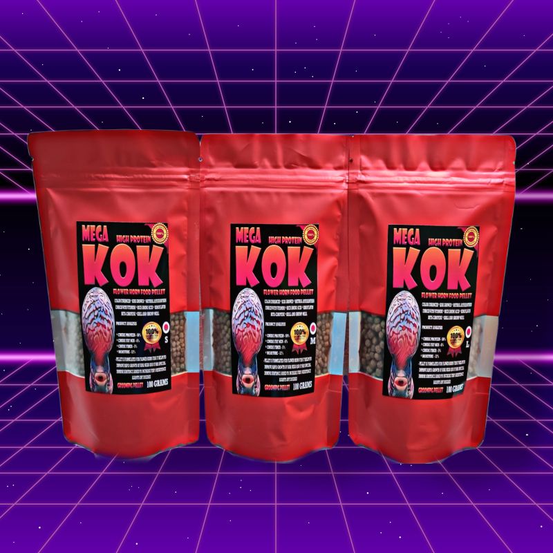 Mega Kok (Flower Horn Food) High Protein and Grooming Pellet (Supreme