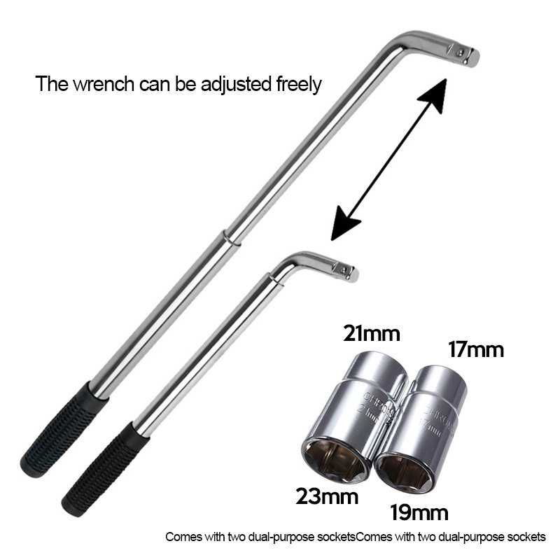 Telescoping Lug Wrench Spanner Lug Wheel Wrench with Sockets Wrench Car