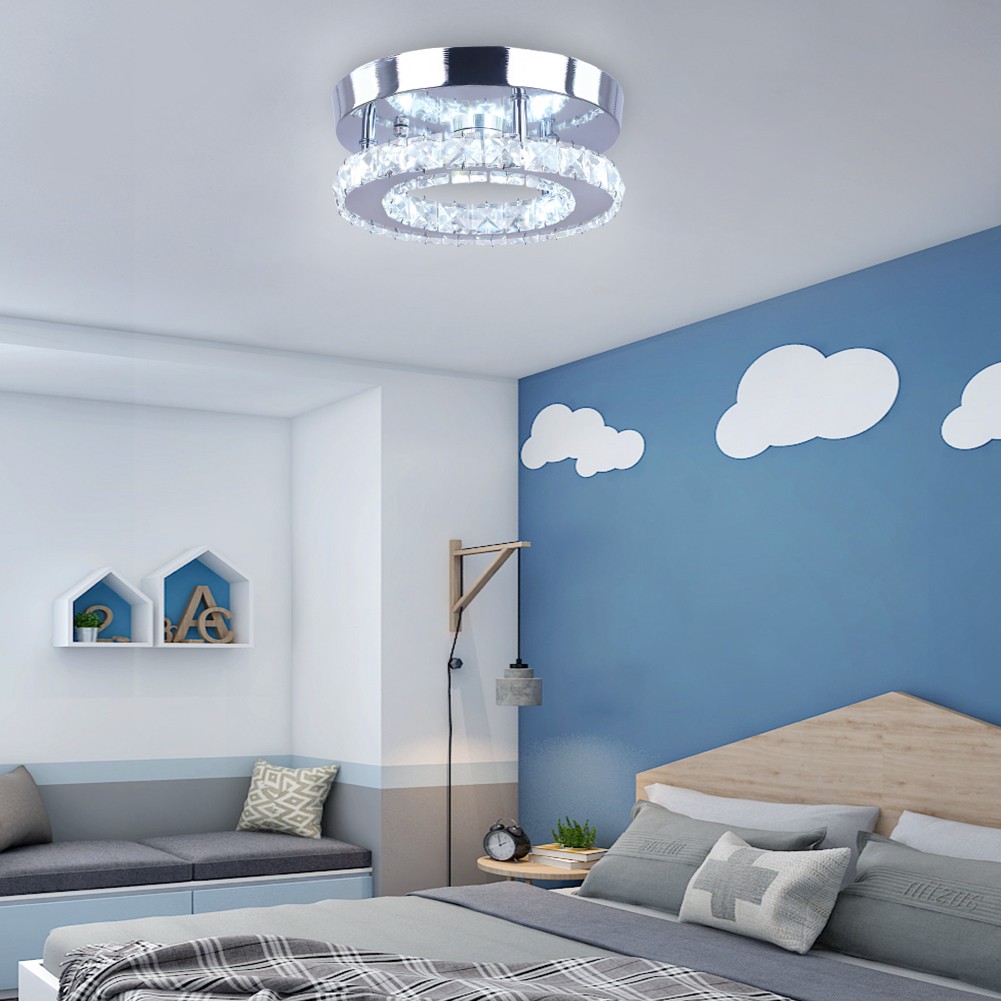 Modern Mini Round Led Chandelier Flush Mount Crystal Lighting Ceiling ...