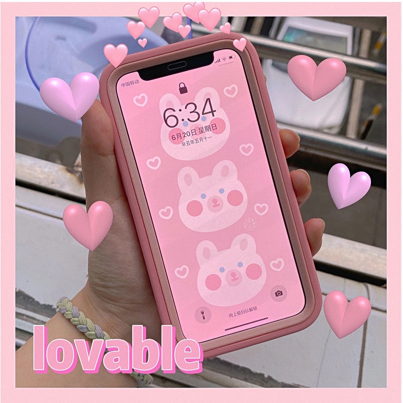 Girls powder two piece compatible for iPhone14promax iphone 13 mobile phone case 11 personality wavy x silicone xsmax 8p anti fall