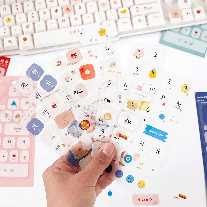 3 Sheets Cute Keyboard Series Stickers Mobile Phone Decoration Stickers ...