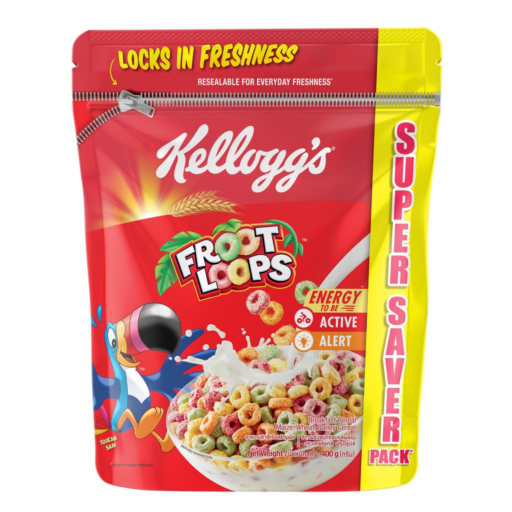 Kellogg's Froot Loops Cereal Super Save Resealable Pack 400g | Shopee ...