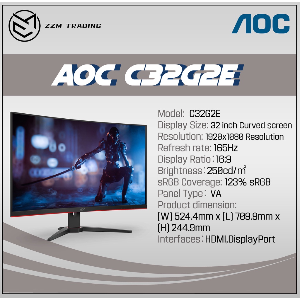 AOC C32G2E 32 G Line 2nd Gen 165Hz 1ms HDR FreeSync Lifting Bracket