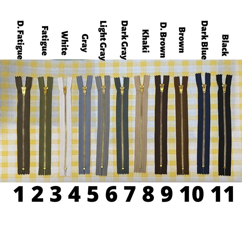 8” MIT Quality Zipper Brass Zipper w/ Steel slider ( 12 pcs per pack ...