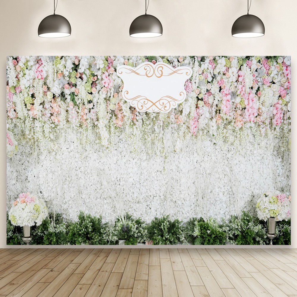 Romantic Wedding Photo Photography Background Beautiful Flower Wall ...