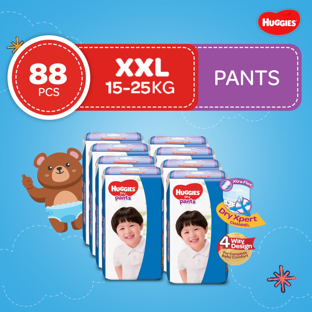 Huggies Dry Pants XXL 11 pcs x 8 packs (88 pcs) | Shopee Philippines