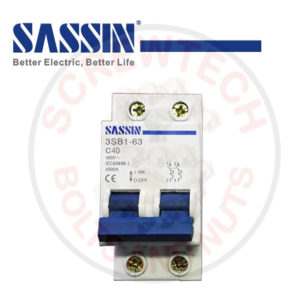 Sassin 3SB1-63 2P Mini Circuit Breaker 40A 4.5K | Shopee Philippines