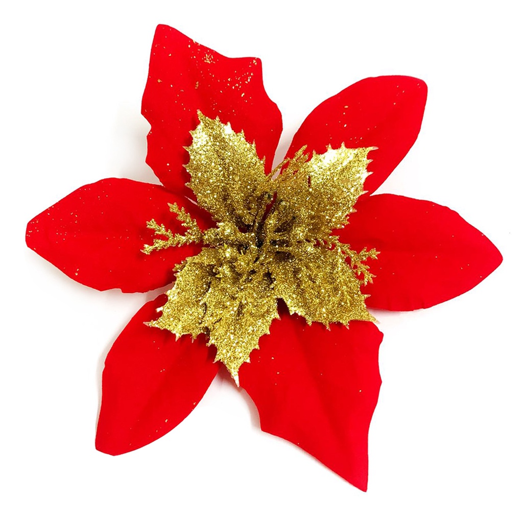 12pcs Gold powder multicolor christmas flower Artificial Flowers