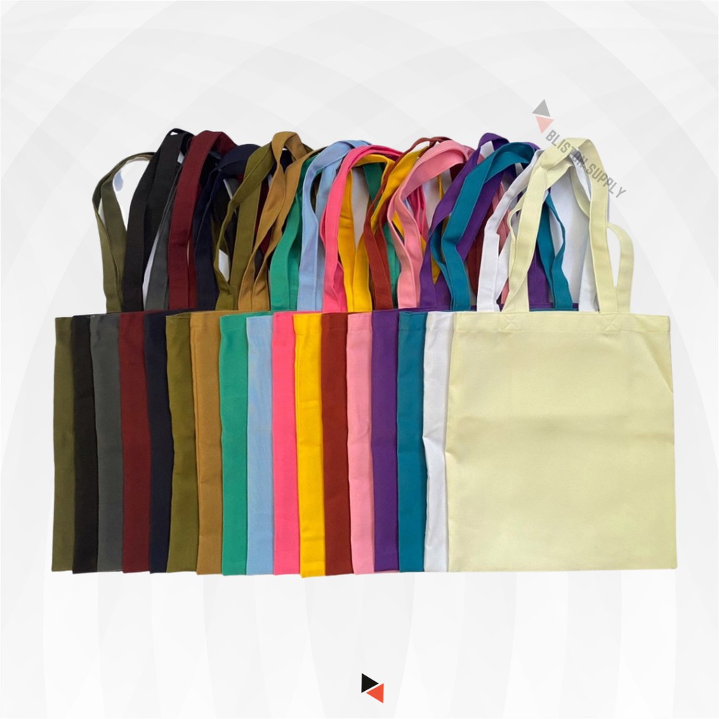 Plain Tote Bag Woven Fabric with Pocket 17 COLORS Shopee Philippines