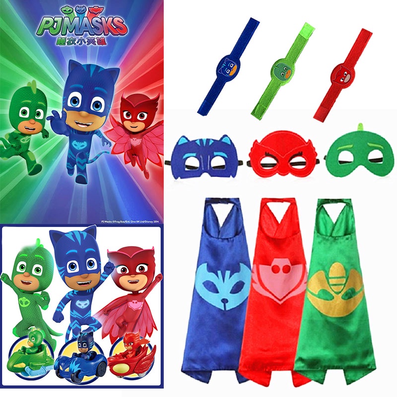 Pj Masks Cape Mask 3pcs Set Gekko Owlette Catboy Cloak For Kids