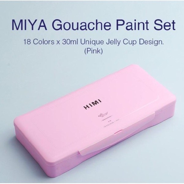 MIYA Gouache Paint Set, 18 Colors x 30ml Pink