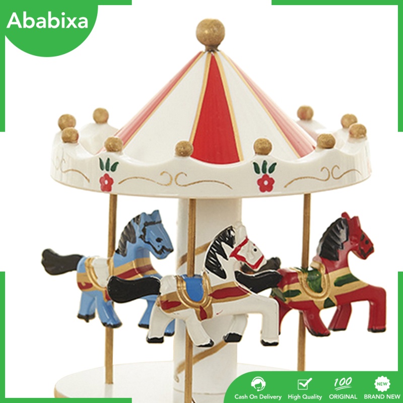 Wooden Carousel Music Box Rotating Carousel Mechanical Music Box Toys ...