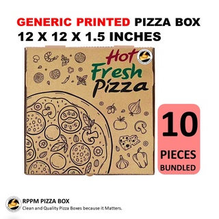 Pizza Box, 10 Brown with Generic Design, Corrugated