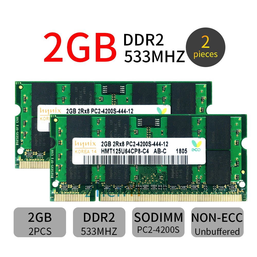 Hynix 4GB 2pcs 2GB PC2-4200S DDR2 533MHz 200PIN SODIMM Notebook