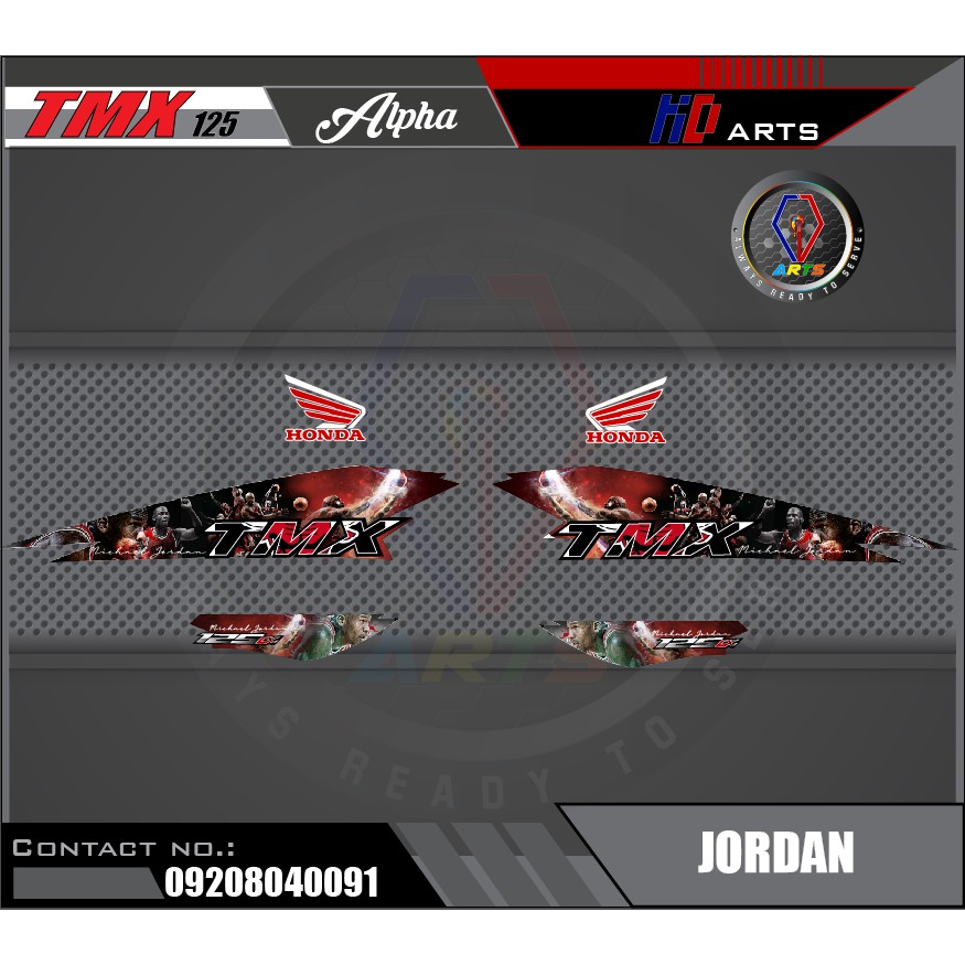 TMX 125 Decals Jordan Customized Motorcycle Decals Laminated NO Fade with Freebies Shopee Philippines