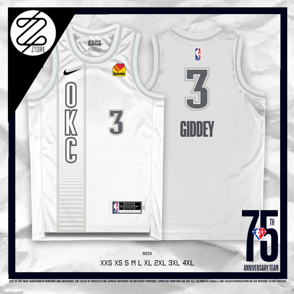 Ztore 75th Edition NBAOKC Thunder Josh Giddey Jersey 2022 Full ...