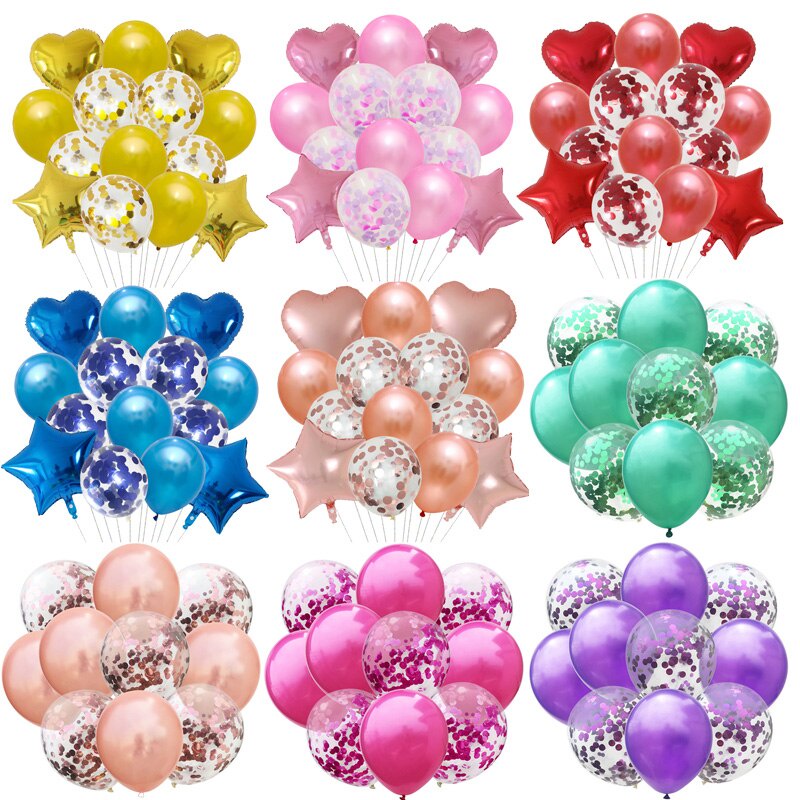 10Pcs/Set 12Inch Confetti Latex Balloon Happy Birthday Party Decor ...