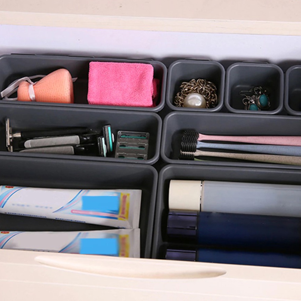 8Pcs Interlocking Desk Drawer Organizer Tray Dividers Shallow Narrow