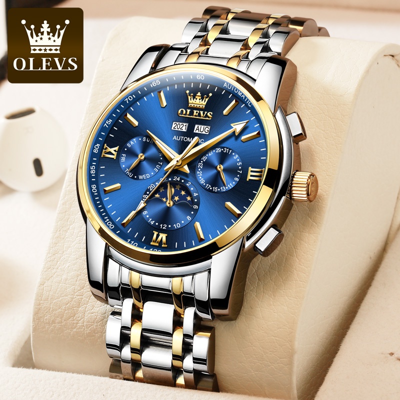 OLEVS Watch Men Automatic Original Analog Stainless Steel Unfading ...