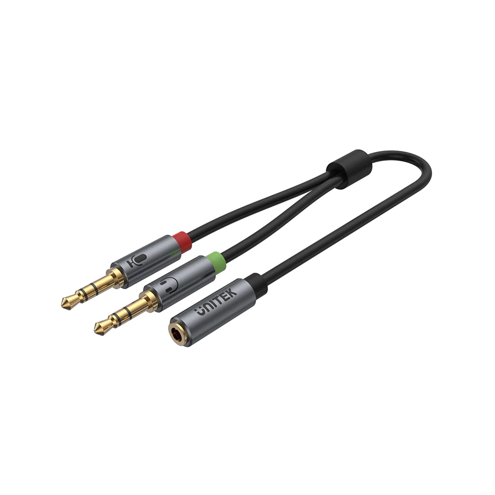 UNITEK YC957ABK 0.2M Headset Adapter (Dual 3.5mm Plug To Jack) Stereo Audio Cable Shopee