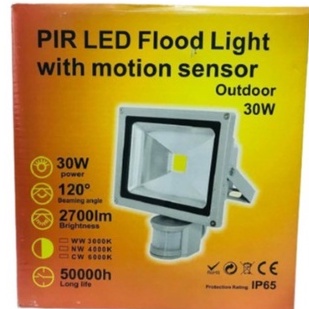 PIR LED Flood Light with Motion Sensor Outdoor 30W Wall Lamp Flood ...