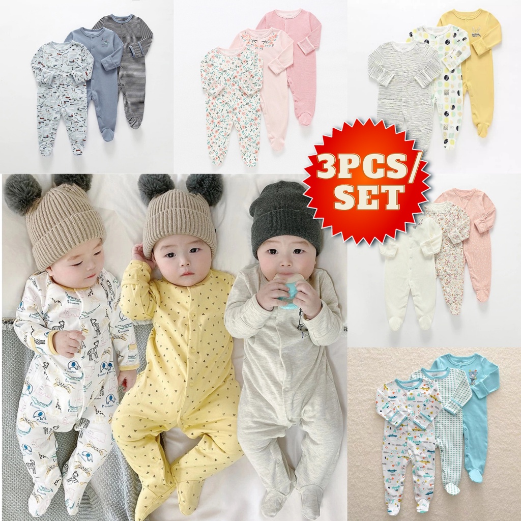 M&P 3pcs Baby Sleepsuits Frogsuits | Shopee Philippines