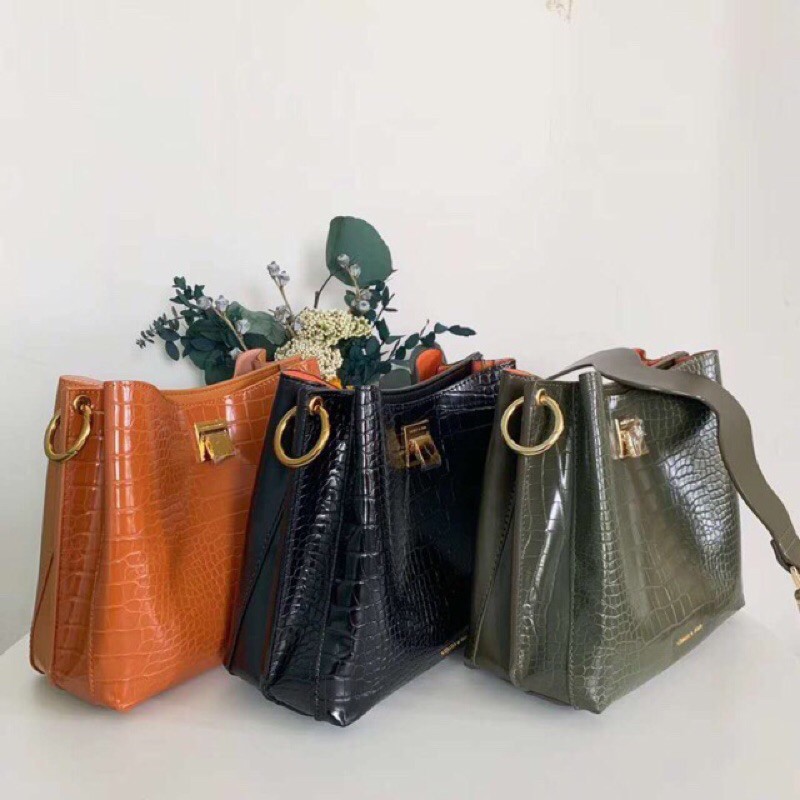 C K Croc Effect Bucket Shoulder Bag Shopee Philippines