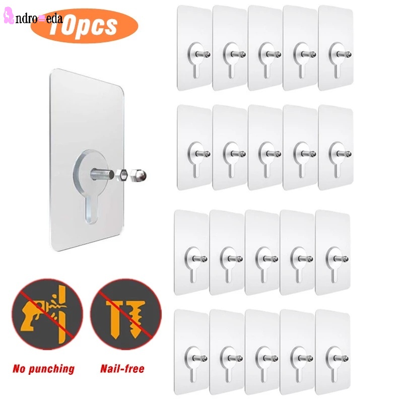 10Pcs Universal PVC Punch-Free Wall Hooks Strong Self Adhesive Screw ...