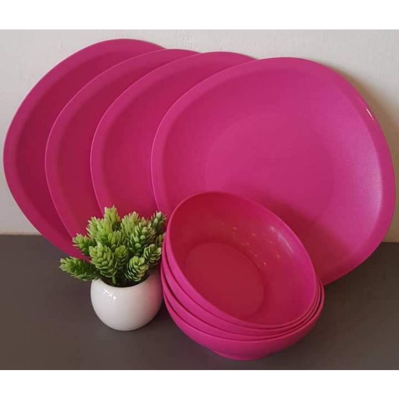 Tupperware Blossom Plate n Bowl Set (Pink) | Shopee Philippines