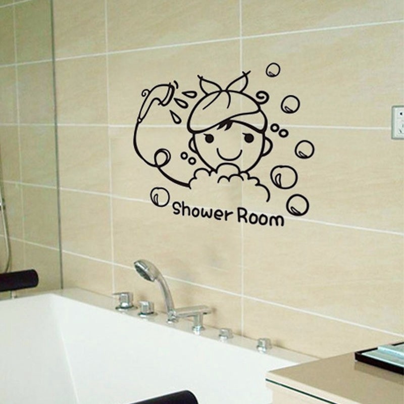 Creative PVC Waterproof Glass Sliding Door Stickers Shower Room ...