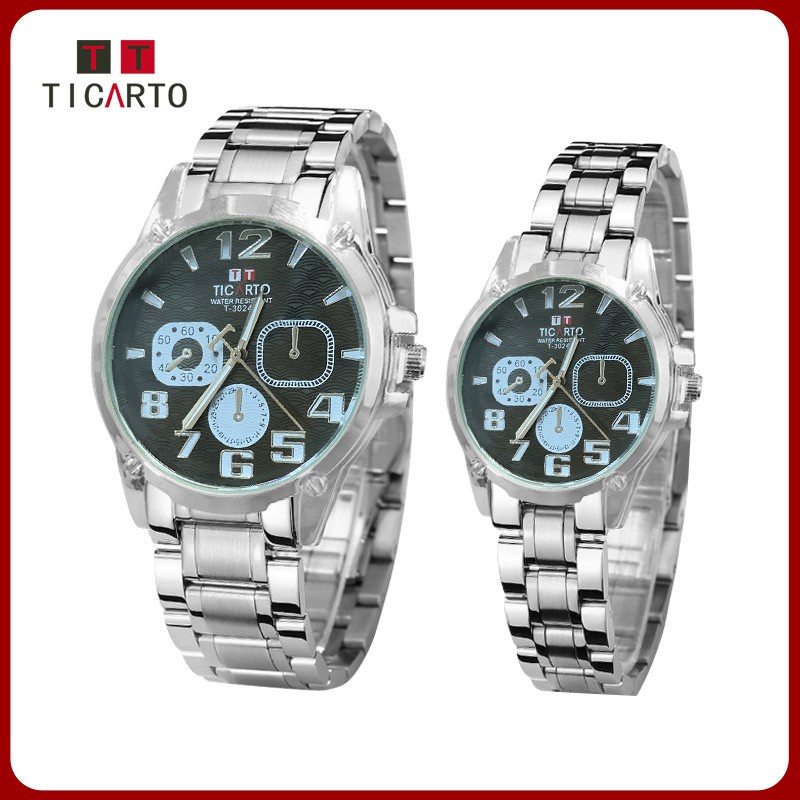 Spot goods Ticarto T 3024A Stainless Couple Watch Water