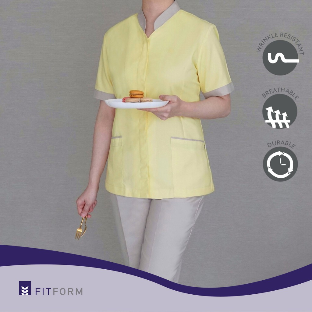 Fitform Yellow Mandarin Collar Nurse Uniforms (Long Pants) | Shopee ...