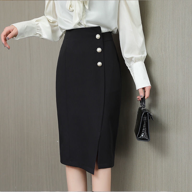 Wome Office Skirt Highwaist Midi Irregular Split Pencil Skirts Zipper ...