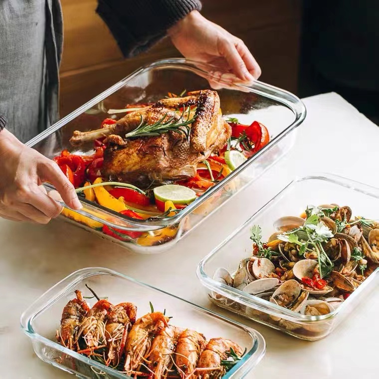 High Quality Microwave Rectangular Baking Pan Tempered Borosilicate ...