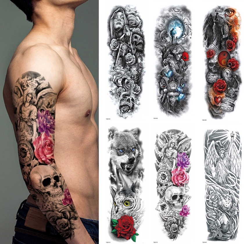 1 Sheets Full Arm Leg Extra Large Temporary Tattoos, Body Art for Men ...