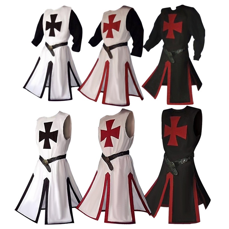 thumbnail image 2 of Medieval Knight Tunic For Men - Renaissance Templar Halloween Costume Cosplay 2 of 3