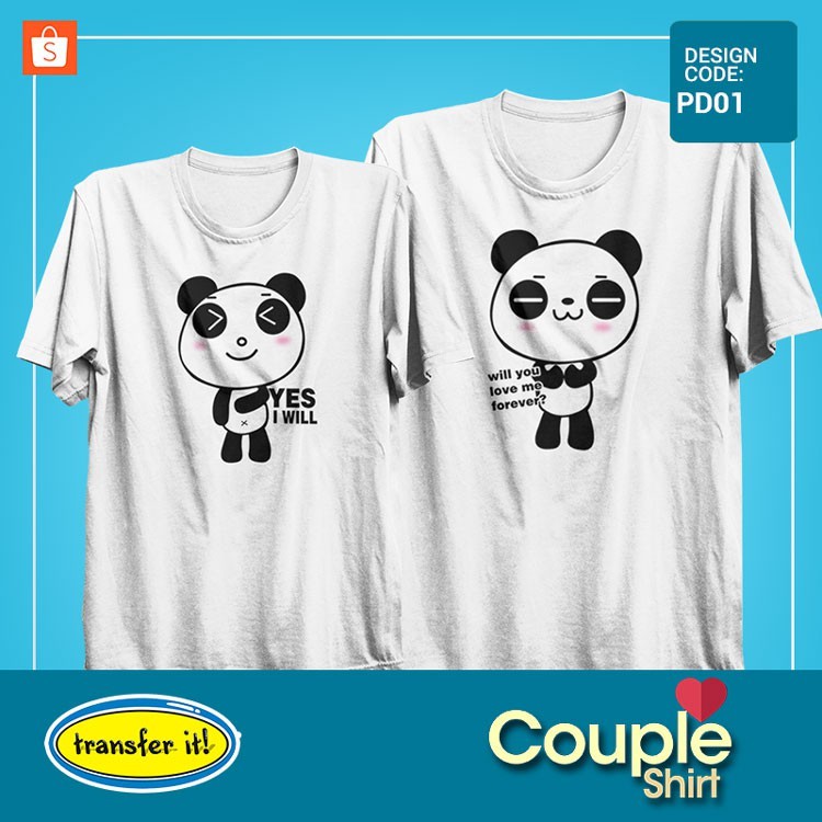 panda couple shirt design